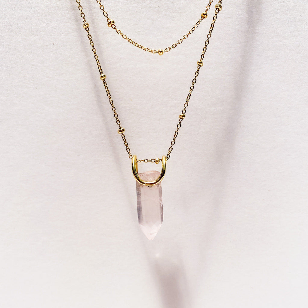 rose quartz necklace